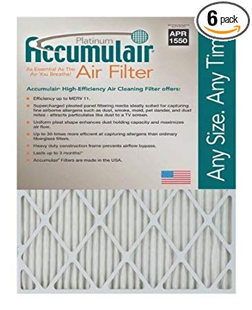 Accumulair Platinum 20x23x1 (Actual Size) MERV 11 Air Filter/Furnace Filters (6 Pack)