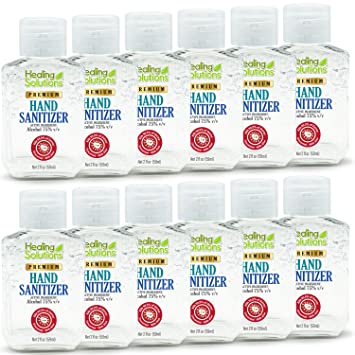 Hand Sanitizer Gel (12 Pack - 2oz Bottle) Scent-Free, 75% Alcohol Meets New W.H.O./CDC Standards