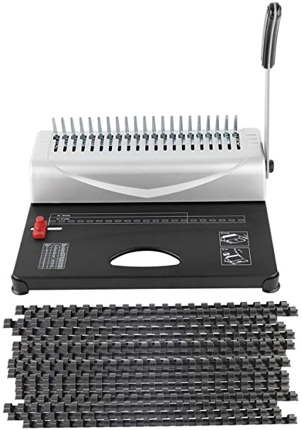 Heavy Duty Comb Binding Machine 450 Sheet 21 Hole Handle Manual Paper Punch Binder with 100pcs Starter Kit 3/8'' Comb Binding Spines