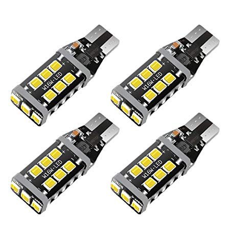 921 LED Light Bulb 6000K White Super Bright T15 906 912 W16W 15-SMD 2835 Chipsets LED Replacement Bulbs Error Free for Back up Reverse Lights (Pack of 4)