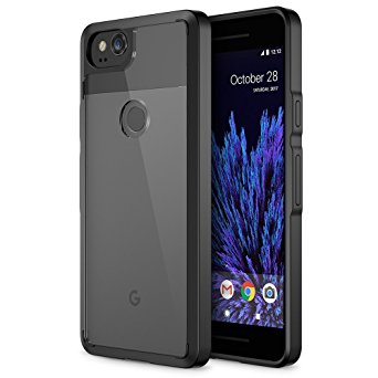 Trianium CLARIUM SERIES Case for Google Pixel 2 Phone (2017) Premium Pixel 2 Case Clear Hybrid Cover [Shock Absorption TPU  PC Back] Reinforced Corner Cushion /Scratch Resistant Protection-Black/Clear