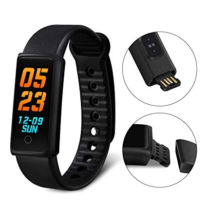 K&J CHIPMUNK Fitness Tracker Bracelet Bluetooth Color Screen Waterproof Smart Wristband Fitness Band with Heart Rate Monitor BP Test Activity Tracker Remote Shutter Music for for Kids Women and Men