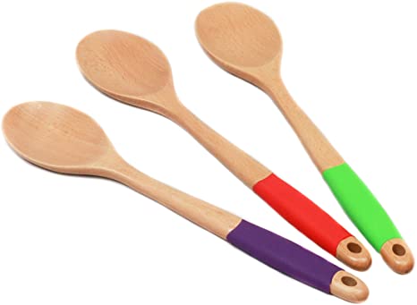 Chef Craft Premium Wooden Spoon Set, 3 Piece, Rainbow