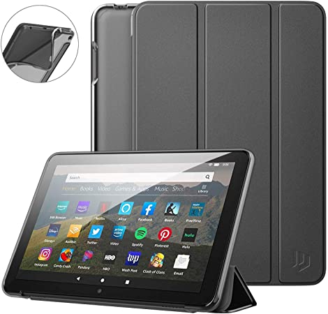 Dadanism All-New Kindle Fire HD 8 Tablet Case and Fire HD 8 Plus Cover(10th Generation 2020 Release), [Flexible TPU Translucent Back Shell] Ultra Slim Lightweight with Auto Sleep/Wake - Space Gray
