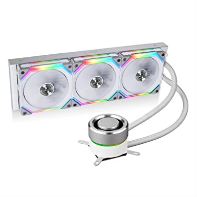 Lian Li Galahad AIO 360 RGB UNI Fan SL120 Edition White - Dual 120mm Addressable RGB Fans AIO CPU Liquid Cooler - GA-360SLA