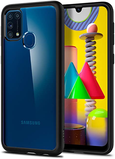 Spigen, Ultra Hybrid, Compatible with Galaxy M31, Hard PC Clear Back TPU Bumber Dual Hybrid Protection for Samsung Galaxy M31 - Matte Black