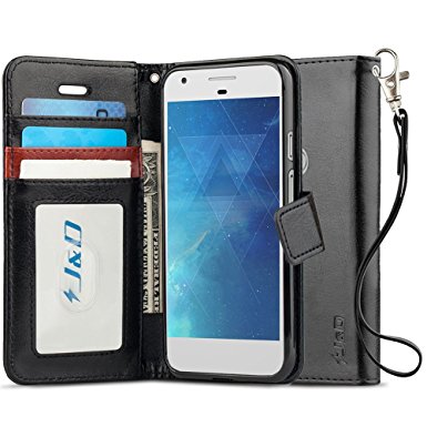 Pixel 2 XL 2017 Case, J&D [RFID Blocking Wallet] [Slim Fit] Heavy Duty Protective Shock Resistant Flip Cover Wallet Case for Google Pixel 2 XL (Release in 2017) - Black