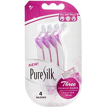 Pure Silk Premium Disposable Three Razor, 4 Count
