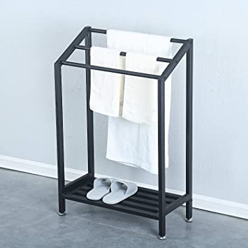 Womio Free Standing 3 Tier Metal Towel Rack,Metal Towel Bathroom Rack 3 Bars