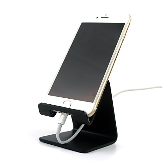 Cell Phone Stand - ToBeoneer Desk iPhone Stand Holder 4mm Thicker Cradle Dock for Huawei Samsung iPhone X 8 7 6 6s Plus Charging,Cell Phone Desk Office Accessories décor Android Smartphone (Black)