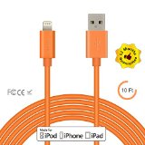 Apple Charger Cambond 10 ft Long Certified iPhone Cable - Durable Lightning Cord for iPhone 6s  6s Plus iPhone 6  6 Plus iPhone 5s 5c 5 iPad Air 2 Mini 2  3  4 iPad Pro iPad 4th Orange
