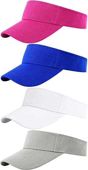 Cooraby 4 Pack Sports Visor Hats Adjustable Cap One Size Outdoor Sun Sports Visor for Women and Men