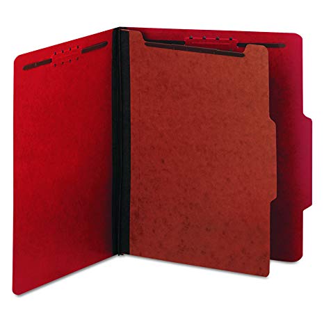 Universal 10203 Pressboard Classification Folders, Letter, Four-Section, Ruby Red (Box of 10)