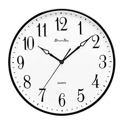 DreamSky 13 1/2 Inch Extra Large Wall clock ,Non - Ticking & Silent Decorative Indoor/Outdoor Kitchen Living Room Retro Clock ,AA Battery Operated , Intuitive Number Display