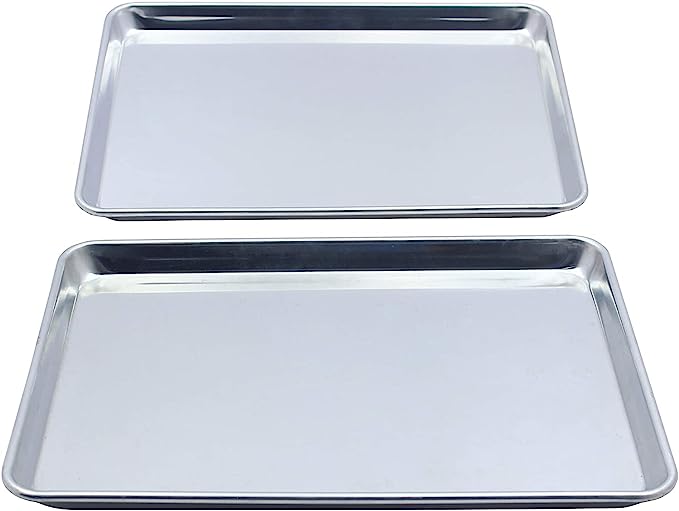 Checkered Chef Quarter Sheet Pan Twin Pack - 2 Small Baking Sheets 9 陆 x 13 Inches. Aluminum Rimmed Cookie 1/4 Sheet Pans for Baking