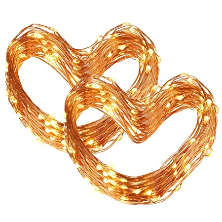 Cymas Christmas String Lights, 100LED Copper Wire Fairy Light Decorative Lighting (33 Feet, 2-Pack)