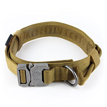 Anseahawk K9 Tactical Dog Collar Adjustable Military Training Heavy Duty Nylon Dog Collars with Control Handle Metal Buckle, 1.5" Width