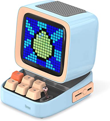 Divoom Ditoo Retro Pixel Art Game Bluetooth Speaker with 16X16 LED App Controlled Front Screen (Blue) …