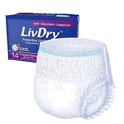 LivDry Adult XL Incontinence Underwear, Extra Comfort Absorbency, Leak Protection, X-Large, 14-Pack