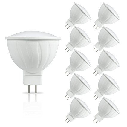 JandCase MR16 GU5.3 LED Bulbs, 5W (50W Halogen Equivalent), 12V, 400 Lumens, 60° Beam Angle, Daylight White (6000K), 10 Pack