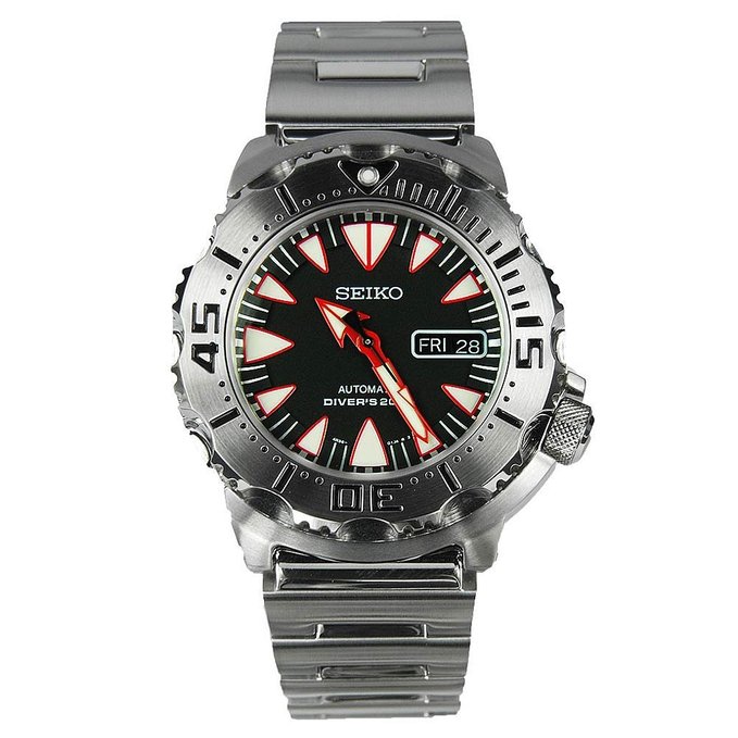 Seiko Monster Automatic Black Dial Stainless Steel Mens Watch SRP313K2