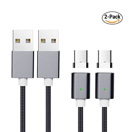Animoeco 4th generation Magnetic Charger Cable Nylon Braid Charging & Data Transfer 6 Feet for Smart Phone and Tablets android Micro-USB and iPhone Product (gun-2 pack)