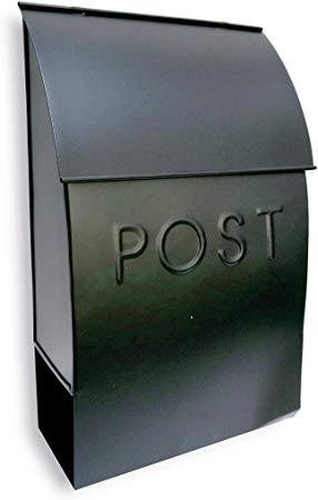 NACH MB-44902 POST Milano Pointed Mailbox with Newspaper Holder - Wall Mounted Post Box, Black, 9.5 x 4 x 15 inch
