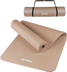 ALPIDEX Yogamatte 183 x 60 x 0.8 cm Phthalatfreie Fitness Matte Tragegurt Rutschfest Gymnastik Turnen Pilates Sport Physio HiiT Yoga Trainingsmatte Isomatte Hautfreundlich