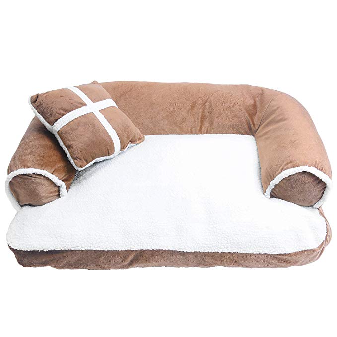 Clovly Paws Premium Sofa Pet Bed with Pillow, Cover Removable & Washable, for Small to Medium Cats and Dogs