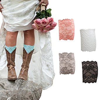 FAYBOX Women Lace Floral Boot Cuffs Leg Warmer Socks Pack of 4