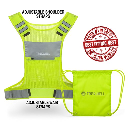 Reflective Vest for Running or Cycling With Pocket, Two 3M Safety Reflective Bands, High Visibility Gear Motorcycle Walking Jogging