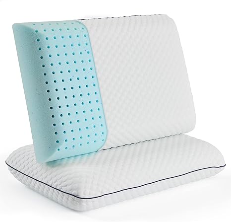 Weekender Gel Memory Foam Pillow – Cooling & Ventilated - 2 Pack King Size - Premium Washable Cover White