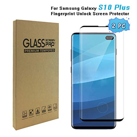 Galaxy S10 Plus Screen Protector, (2-Pack) Tempered Glass Screen Protector[Easy Bubble-Free][Case Friendly][Anti-Fingerprint][Ultra-Clear] for Samsung S10  (6.4")