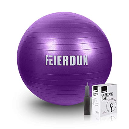FEIERDUN Stability Exercise Ball, Yoga Ball Anti-Burst/Heavy Duty Ball Chair for Office & Home & Gym Workout