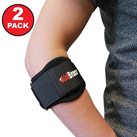 AidBrace Tennis Elbow Brace (2-count) - Helps with Tendonitis and Golfer's Elbow - Best Support and Forearm Brace with Compression - One Size