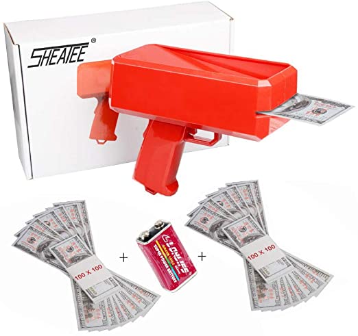 Sheatee red gun cash gun super gun Spray Gun dollar gun cash toy shooter toy gun make it rain