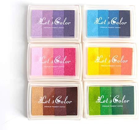 SBYURE Rainbow Ink Pad Set of 6 Creative DIY Multicolor Craft Stamp Pad Rainbow Finger Stamps Ink Pad 24 Colors for All Ages & Infinite Uses