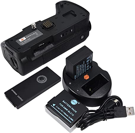 DSTE Replacement for Pro Wireless Remote Control DMW-BGG1 Vertical Battery Grip   2X DMW-BLC12   Dual USB Charger Compatible Panasonic Lumix DMC-G80 DMC-G85 G80 G85 Digital Camera