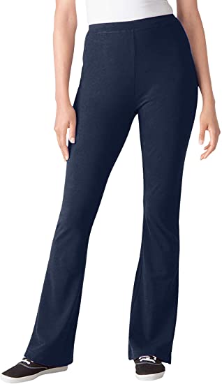 Woman Within Women's Plus Size Tall Stretch Cotton Bootcut Yoga Pant