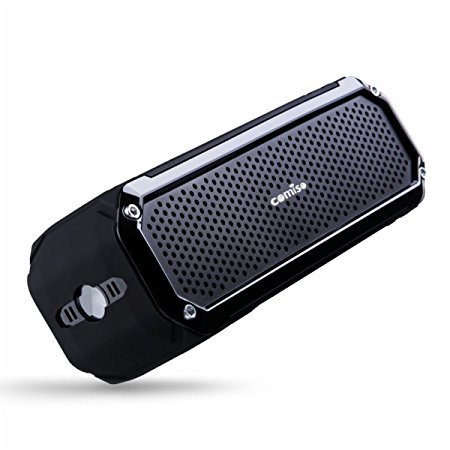Bluetooth Speakers, COMISO Portable Bluetooth 4.0 Wireless Speaker with Dual 5W Drivers Strong Bass Up to 15 Hours Play time, Sport Outdoor Loud Subwoofers Speakers with Flashlight - (Jet Black)