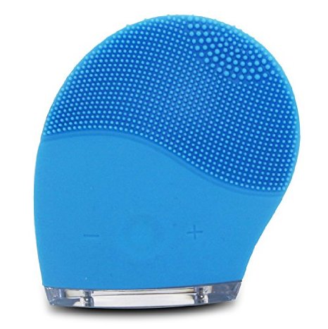 HailiCare Natural Silicone Electric Facial Cleansing Brush Rechargeable Face Cleaning Brush for Face SPA Skin Care Face Massage Blue