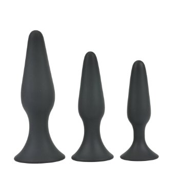 Lavani 3 Unisex Silicone Anal Plugs Starter Kit - Beginners Kit -Waterproof Medical Silicone Black