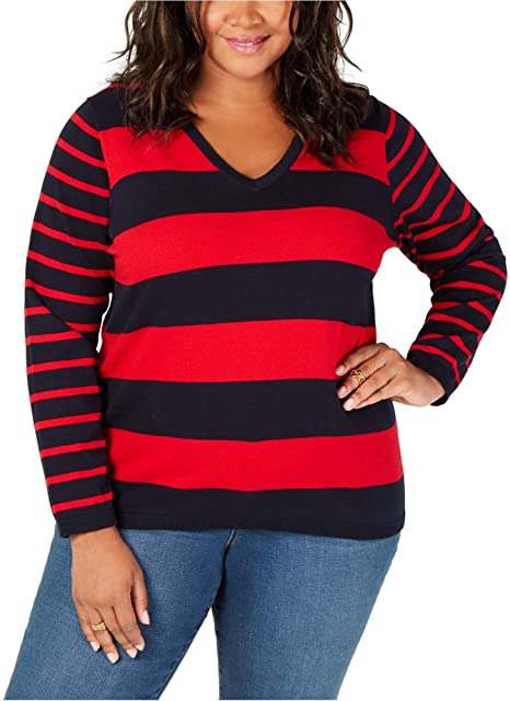 Tommy Hilfiger Womens Rugby Stripe Pullover Sweater