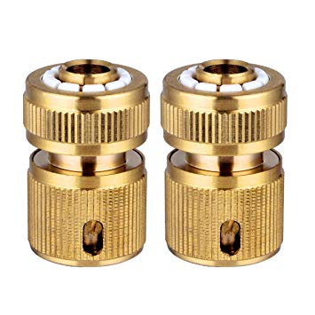CT 2 pc Brass Hose Connector Hose End Quick Connect Fitting 1/2" Hose Pipe Quick Connector for Gardening, Home Watering,Car Washing