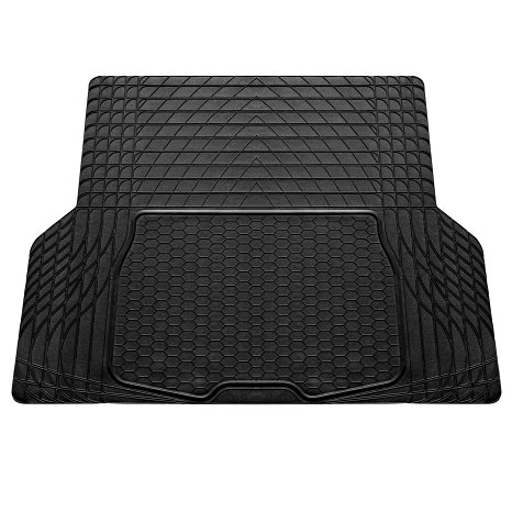 FH-V16402 Durable Premium Trimmable Vinyl Trunk Liner / Cargo Mat for SUV and Van Black