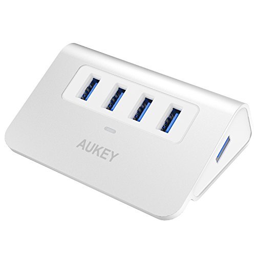 Aukey 4-Port USB 3.0 Hub Portable Aluminum Hub with 2ft USB 3.0 Cable