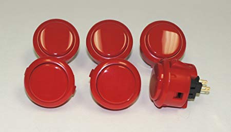Sanwa 6 pcs OBSF-30 RED (Bright Red) OEM Arcade Push Button (Mad Catz SF4 Tournament Joystick Compatible)
