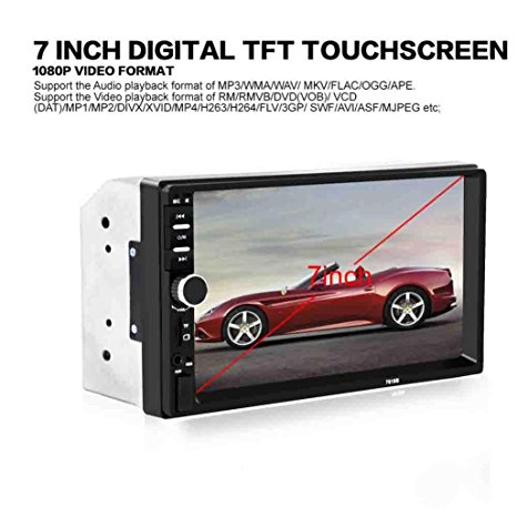 AMA(TM) 7'' 2Din Bluetooth Wireless Car Stereo Radio Touch Screen MP5 MP3 Player with FM Radio USB SD