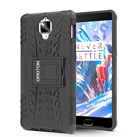 OMOTON OnePlus 3 / OnePlus 3T Case - Dual-Layer [Soft TPU Interior] [Durable PC Exterior] Case For OnePlus 3 / OnePlus 3T, Black