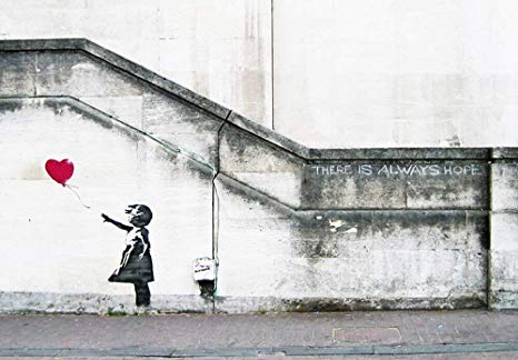 Wieco Art Banksy Grafitti Girl with Red Balloon Giclee Artwork for Wall Decor Modern Seaview Canvas Wall Art for Home and Office Decoration BANKSY-1-6080